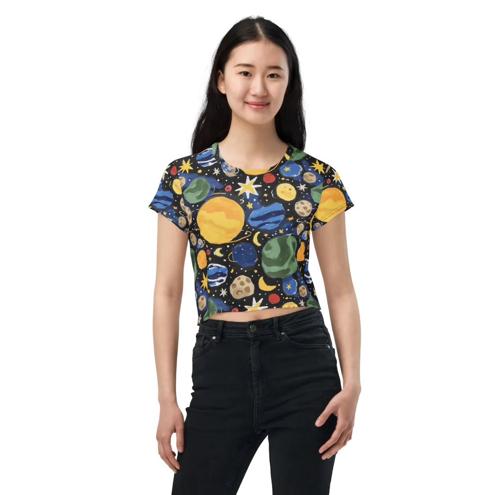 Starfield Picnic on Crop Tee — Front