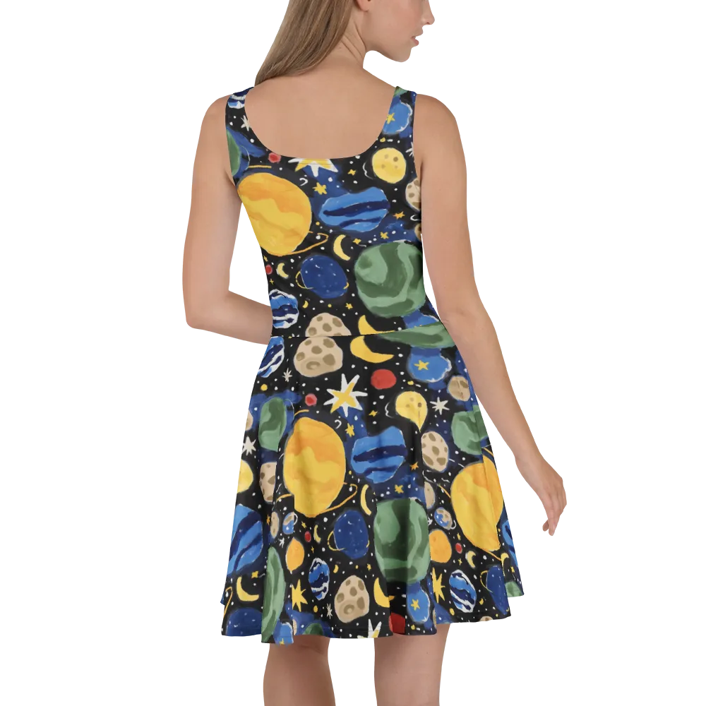 Starfield Picnic on Skater Dress — Back