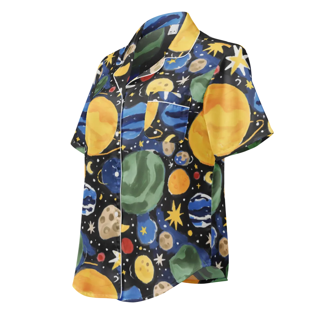 Starfield Picnic on Women's Short Sleeve Pajama Top — Left Front