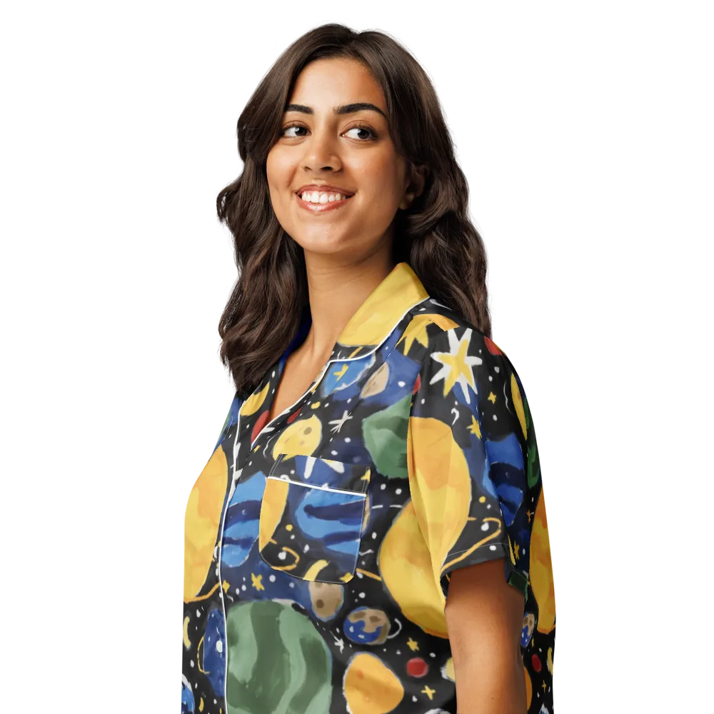 Starfield Picnic on Women's Short Sleeve Pajama Top — Left Front