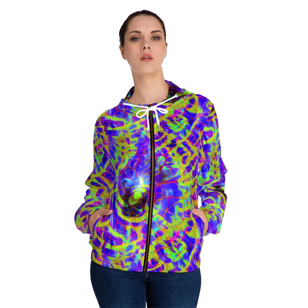 Victoire Vortex on Women's Full-Zip Hoodie — Front On Person