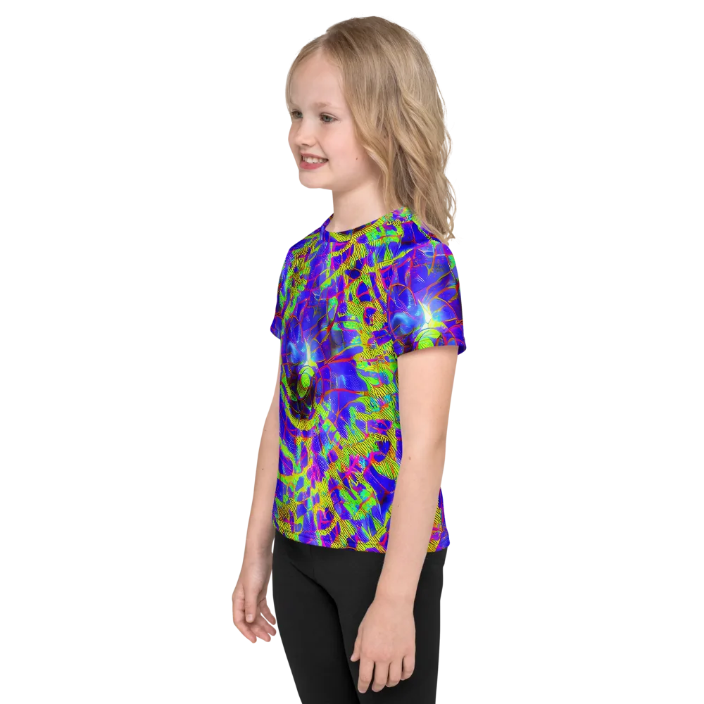 Victoire Vortex on Kids Crew Neck T-Shirt — Left