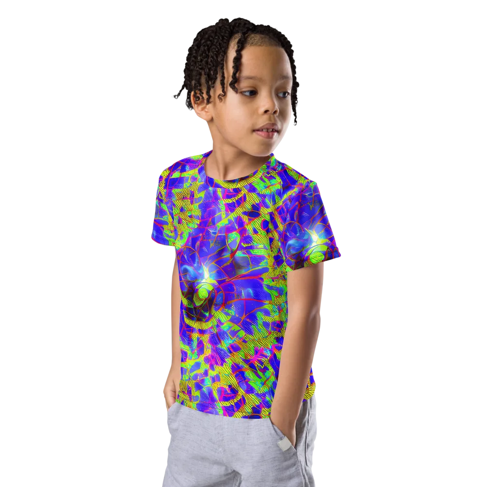 Victoire Vortex on Kids Crew Neck T-Shirt — Left Front