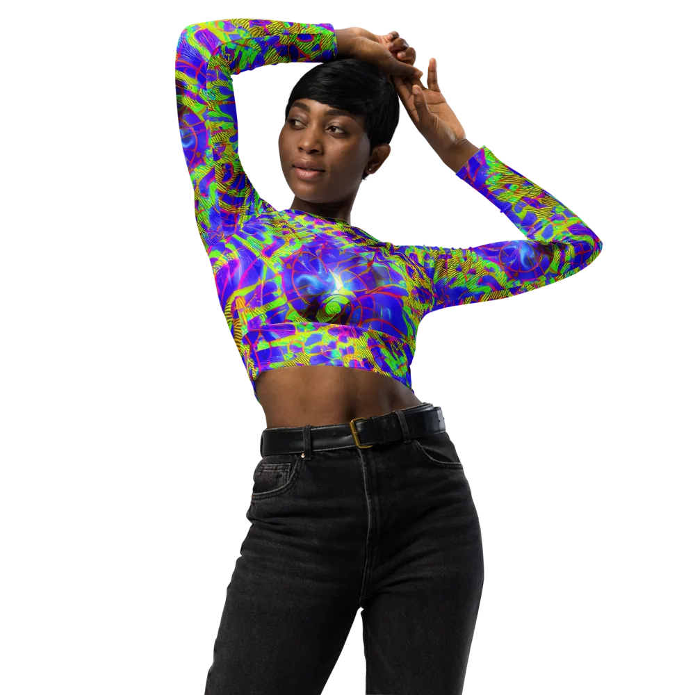 Victoire Vortex on Long Sleeve Crop Top — Front
