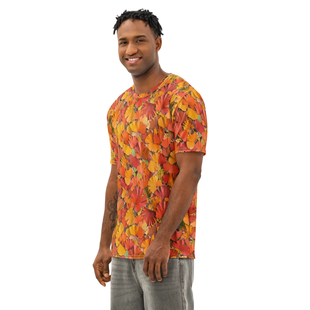 Autumn Ember on Men's Cotton Crew Neck T-Shirt — Left Front