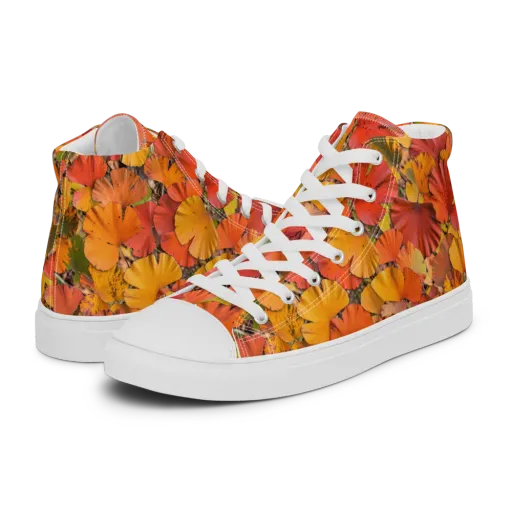 Autumn Ember on a Men's High Top Canvas Shoes