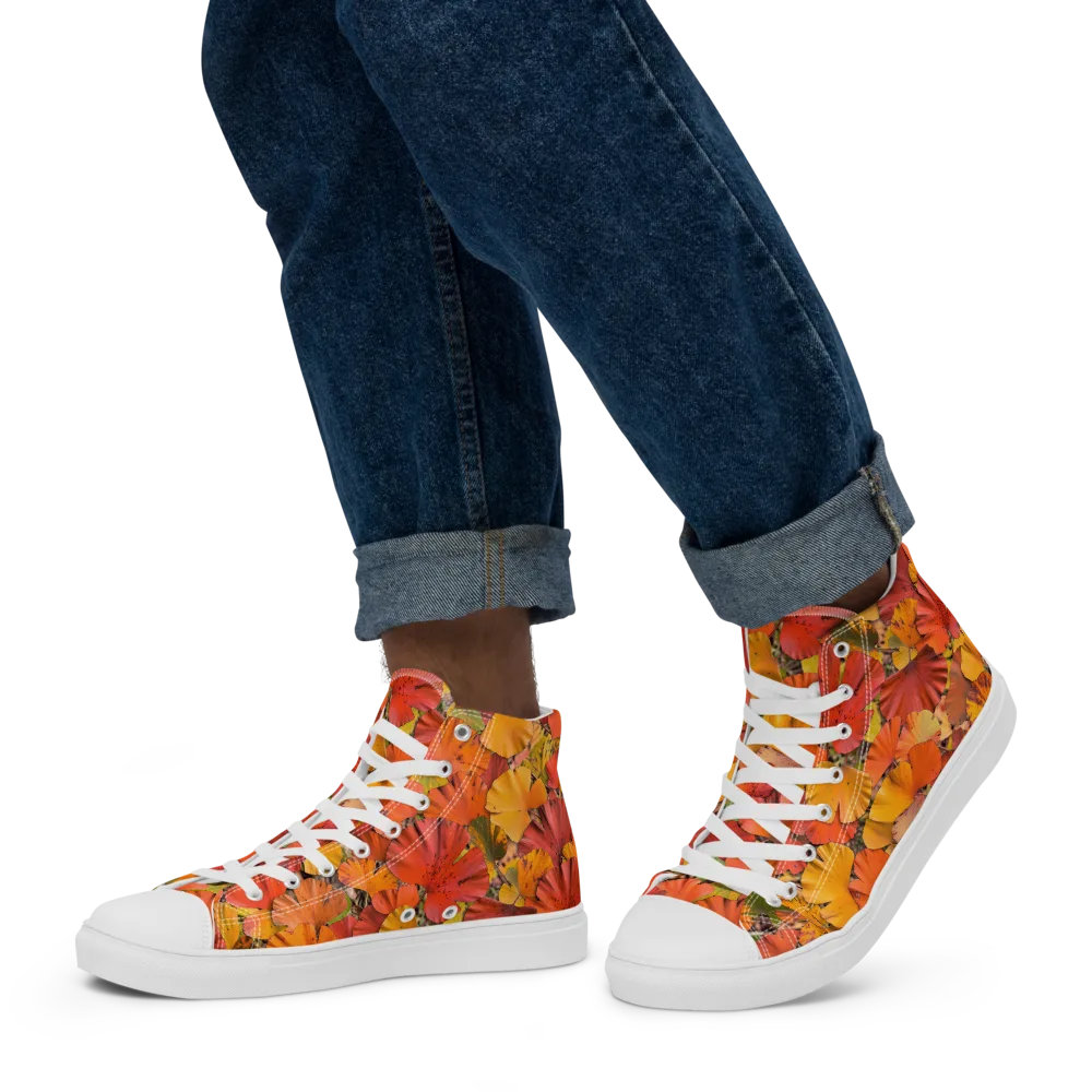 Autumn Ember on Men's High Top Canvas Shoes — Left