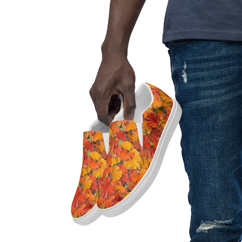 Autumn Ember on Men's Slip-On Canvas Shoes — Left Front