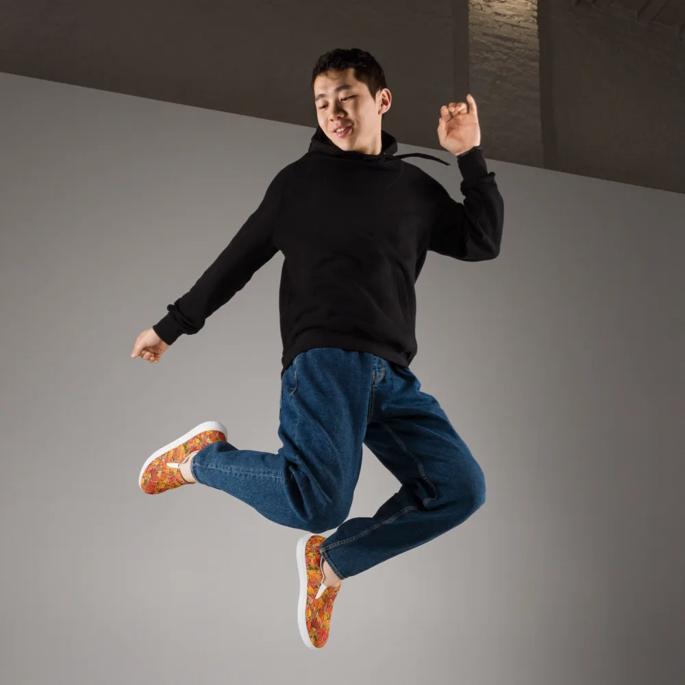 Autumn Ember on Men's Slip-On Canvas Shoes — Right Front