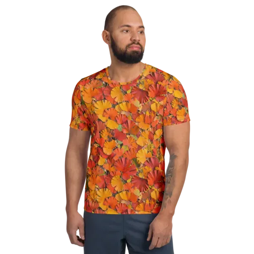 Autumn Ember on a Men's Athletic T-Shirt