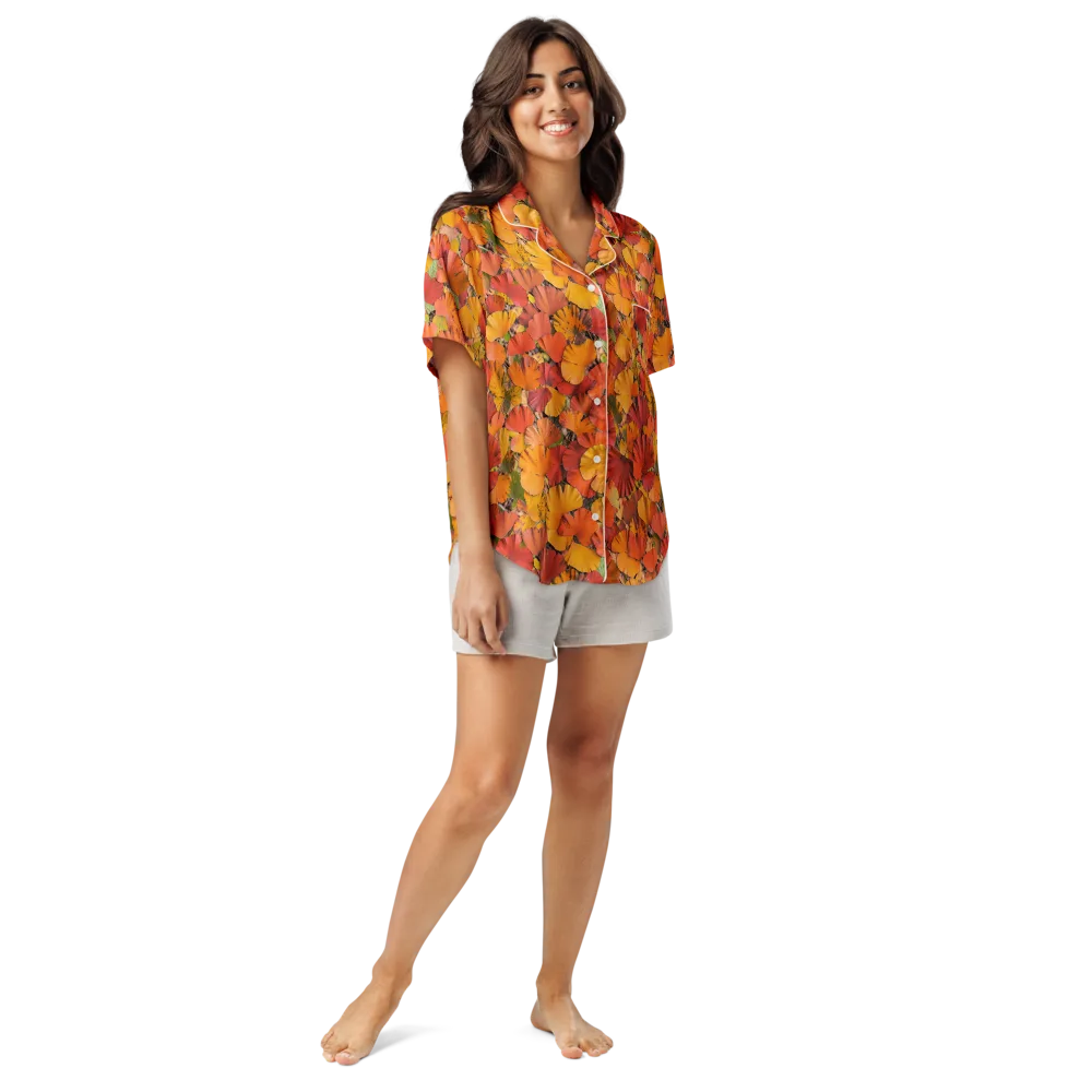 Autumn Ember on Women's Short Sleeve Pajama Top — Front