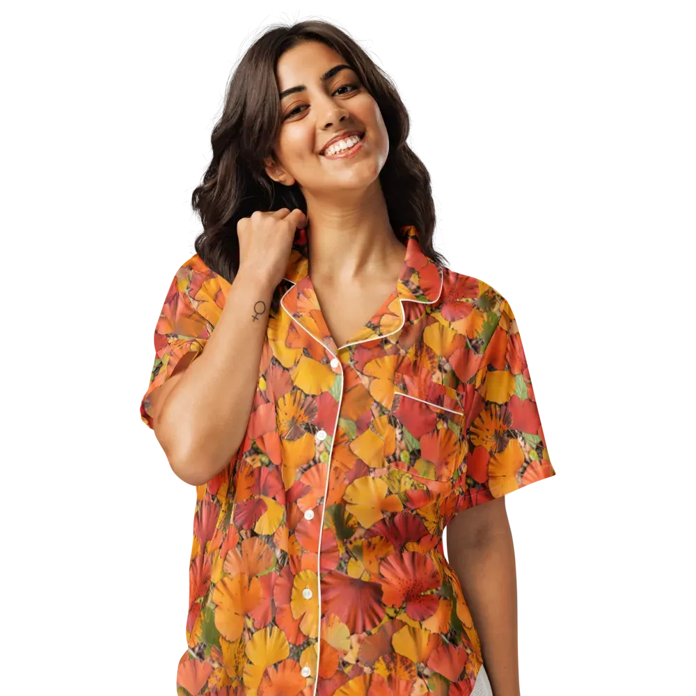 Autumn Ember on Women's Short Sleeve Pajama Top — Front