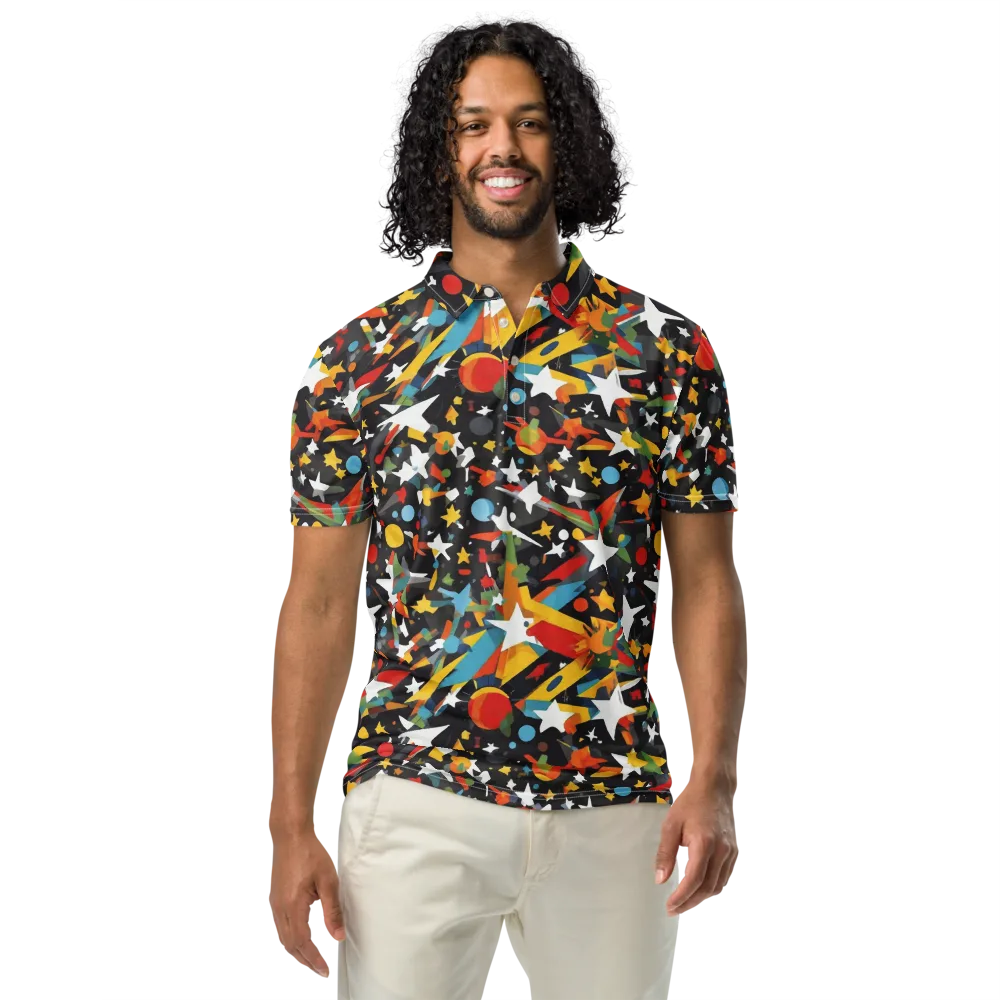 Starburst Orbit on Men's Slim Fit Polo Shirt — Front