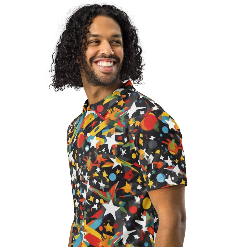 Starburst Orbit on Men's Slim Fit Polo Shirt — Left Front