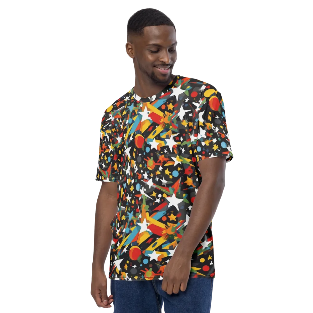 Starburst Orbit on Men's Crew Neck T-Shirt — Left