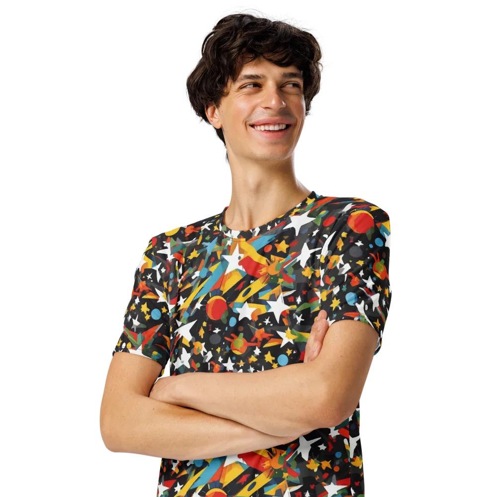 Starburst Orbit on Men's Crew Neck T-Shirt — Left Front