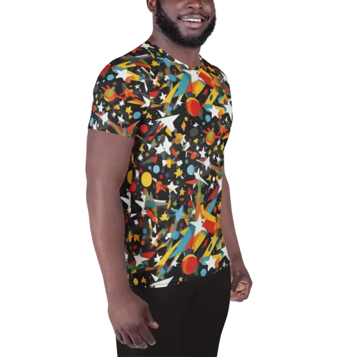Starburst Orbit on a Men's Athletic T-Shirt