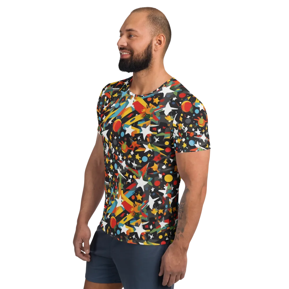 Starburst Orbit on Men's Athletic T-Shirt — Left