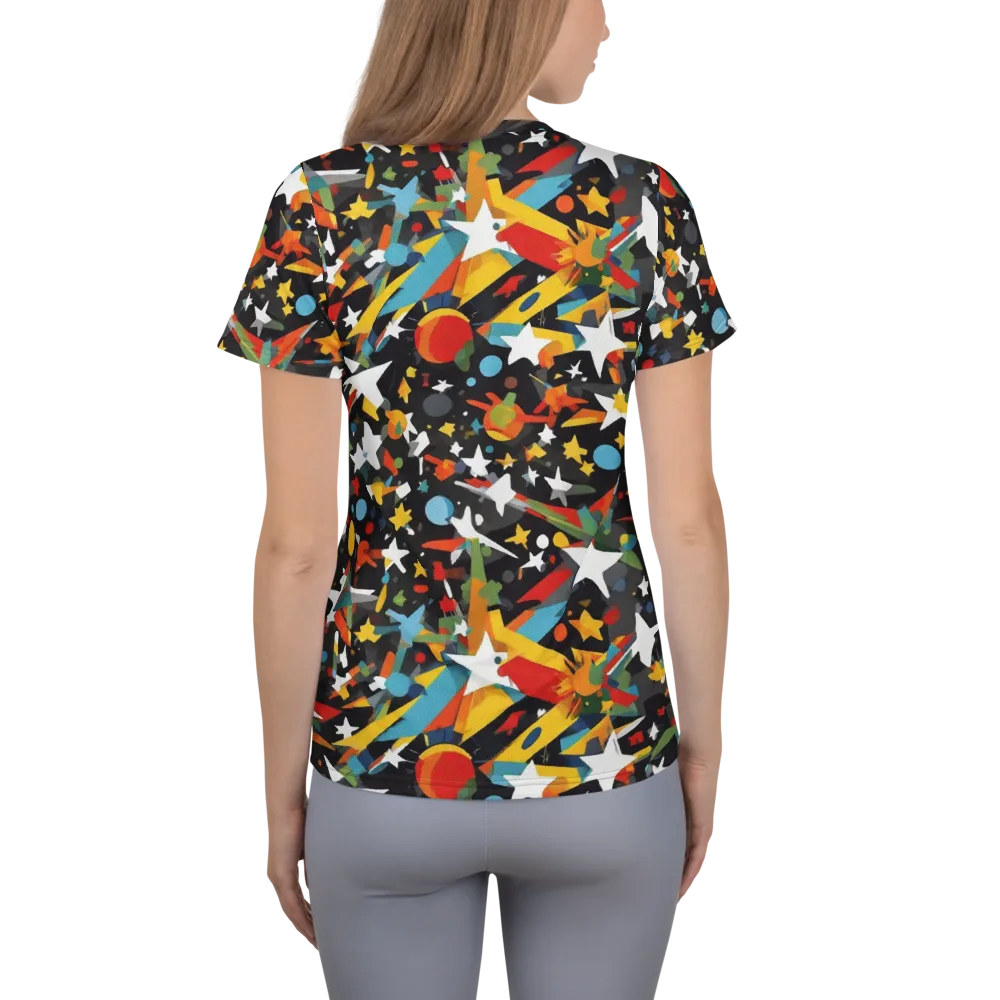 Starburst Orbit on Women's Athletic T-Shirt — Back