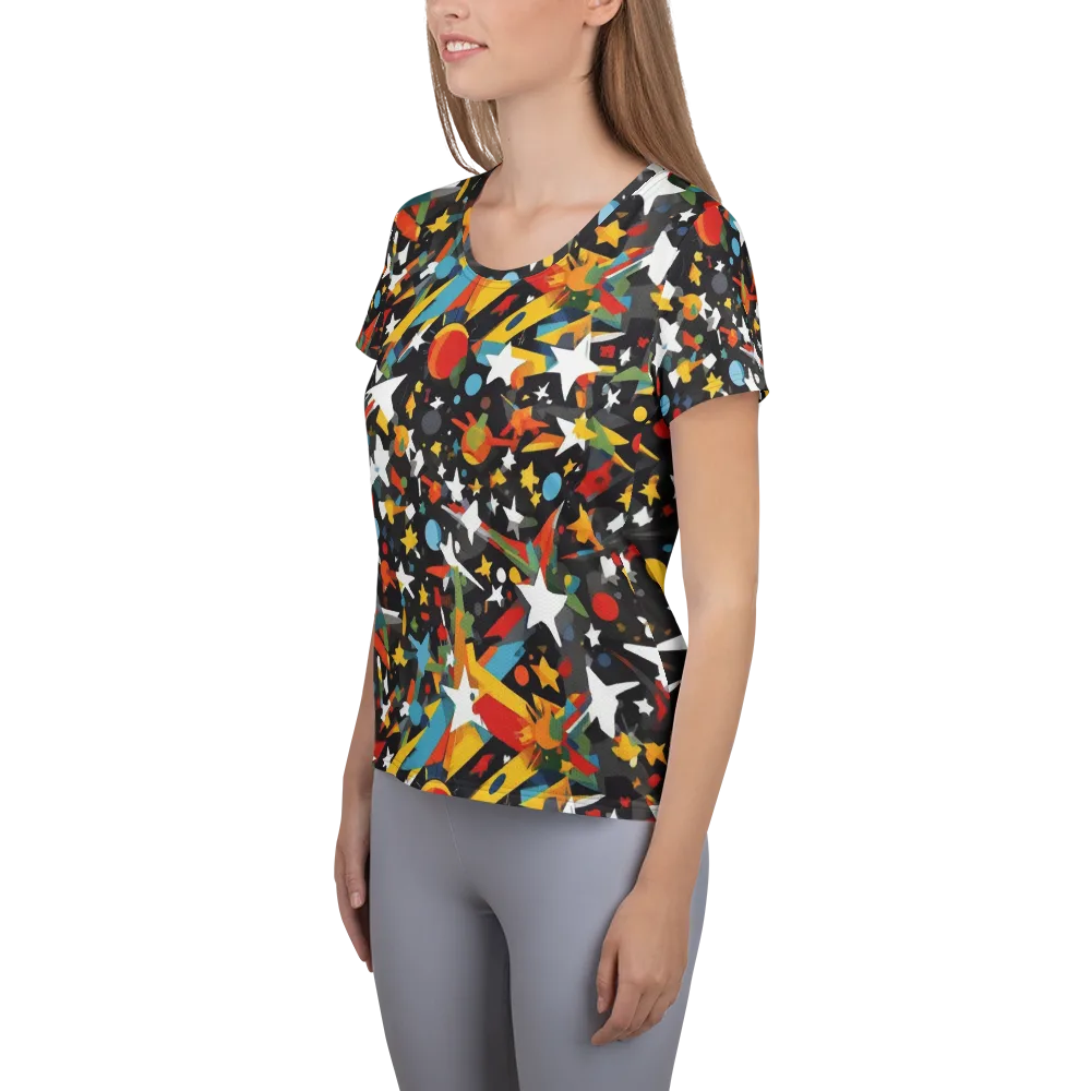 Starburst Orbit on Women's Athletic T-Shirt — Left