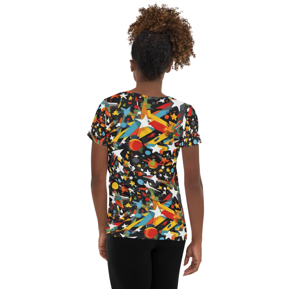 Starburst Orbit on Women's Athletic T-Shirt — Back