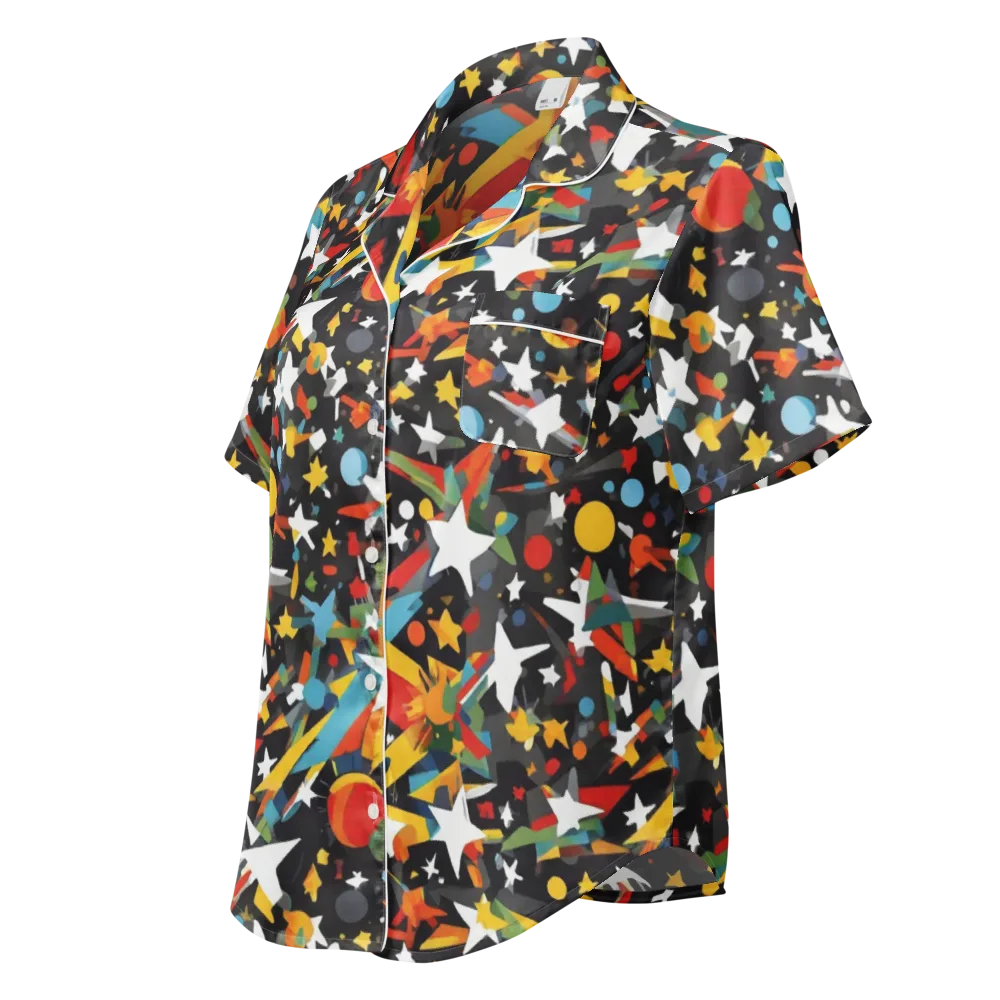 Starburst Orbit on Women's Short Sleeve Pajama Top — Left Front