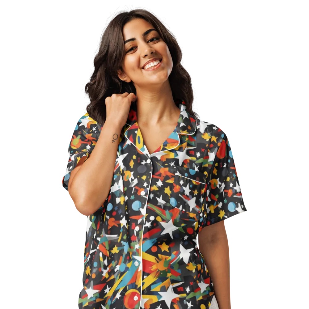 Starburst Orbit on Women's Short Sleeve Pajama Top — Front