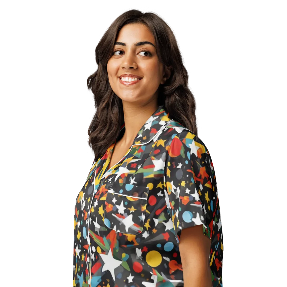 Starburst Orbit on Women's Short Sleeve Pajama Top — Left Front