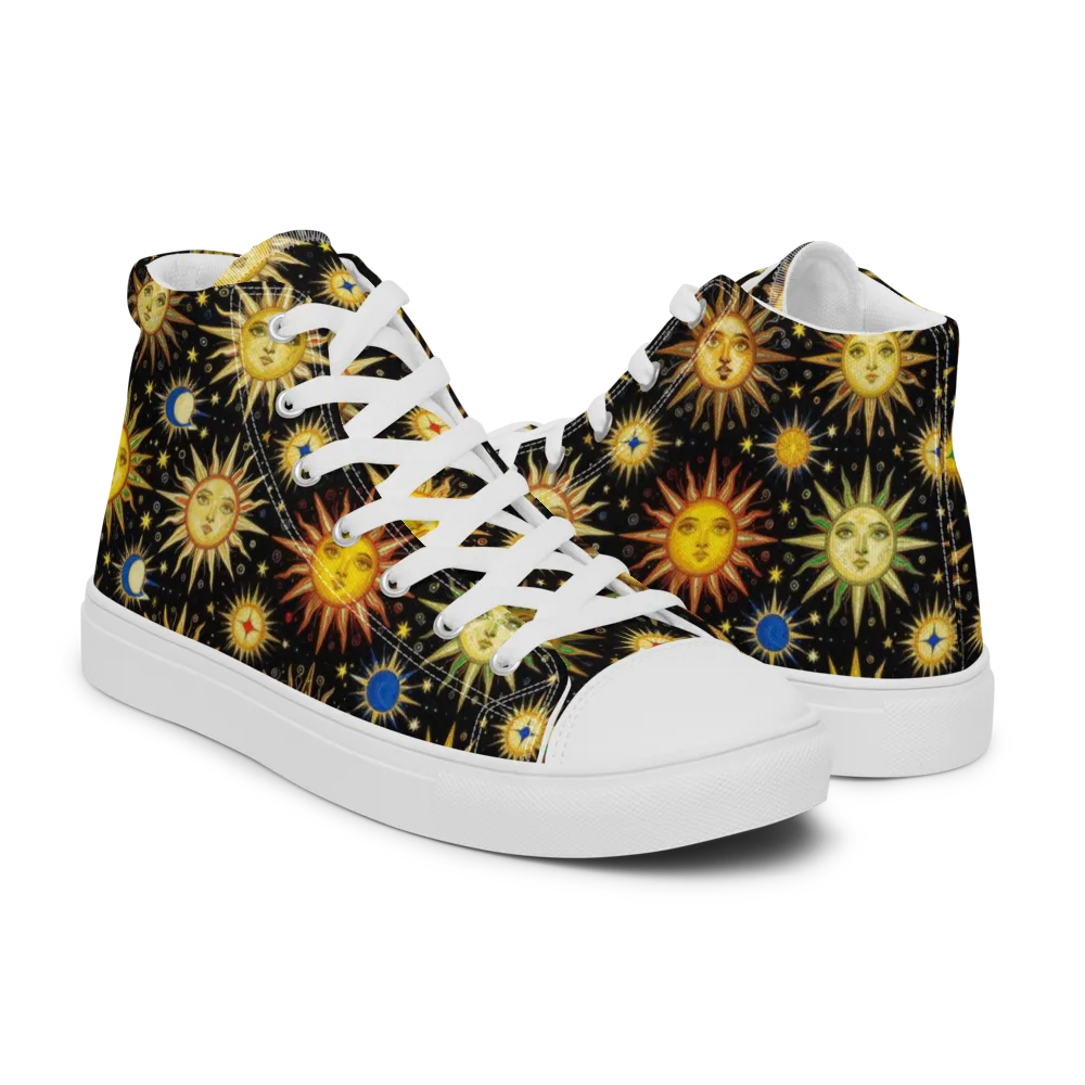 Celestial Masquerade on Men's High Top Canvas Shoes — Right