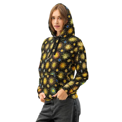 Celestial Masquerade on a Cotton Hoodie