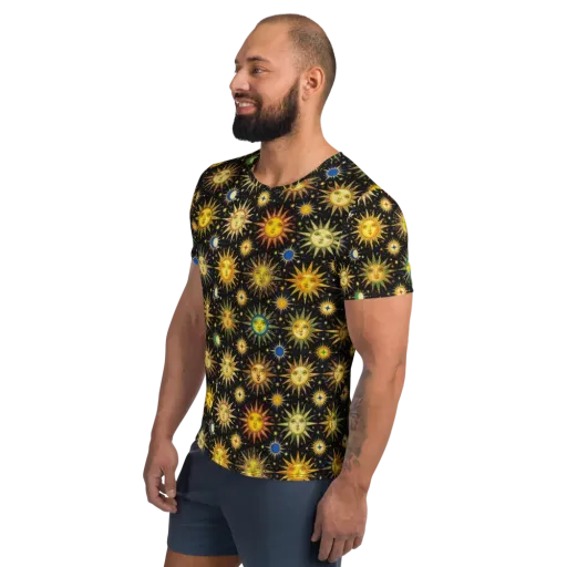 Celestial Masquerade on a Men's Athletic T-Shirt