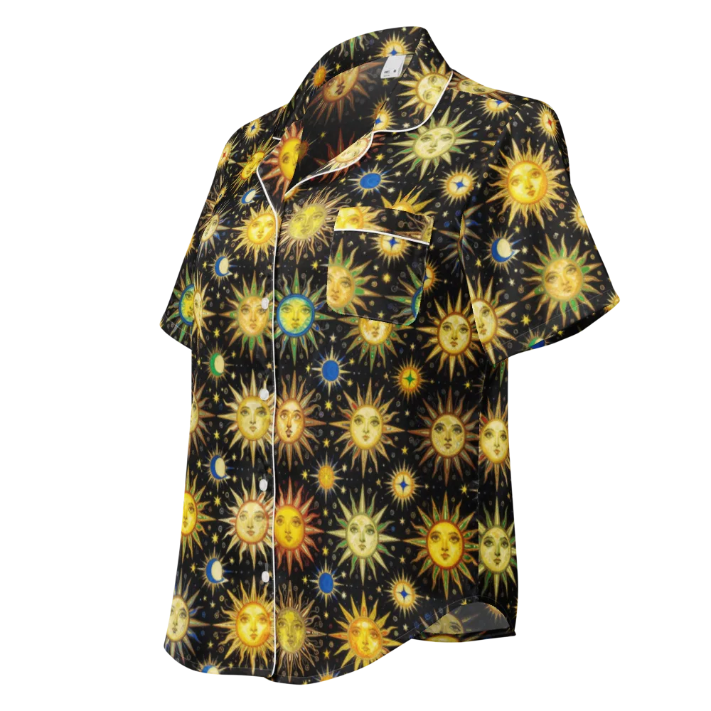 Celestial Masquerade on Women's Short Sleeve Pajama Top — Left Front