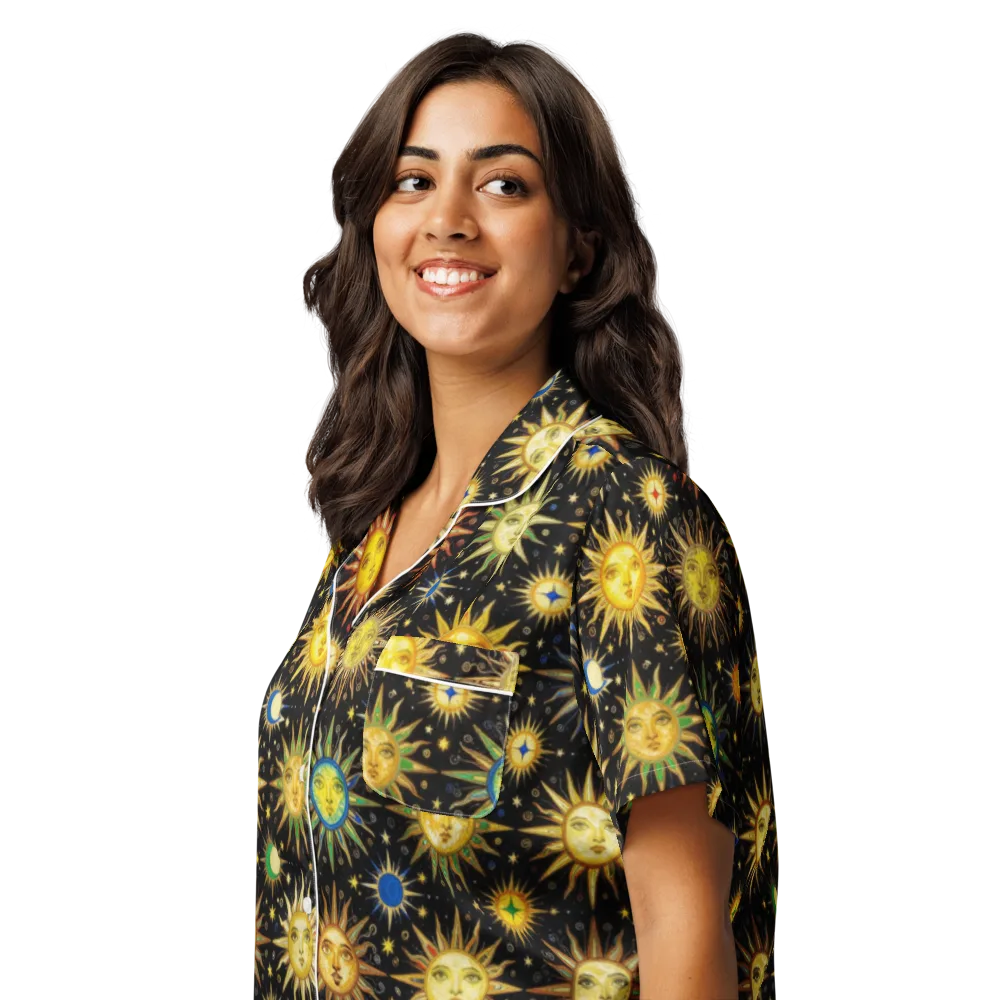 Celestial Masquerade on Women's Short Sleeve Pajama Top — Left Front