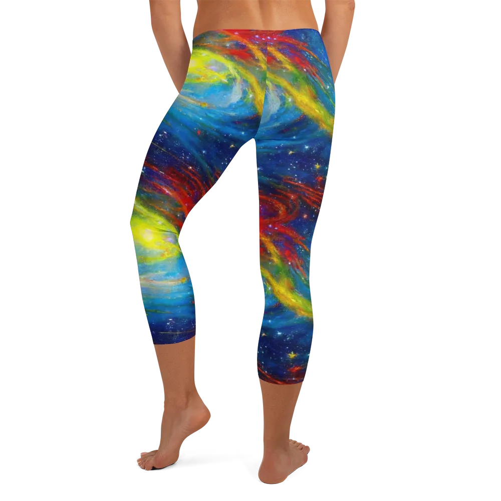 Deep-space Bloom on Capri Leggings — Back