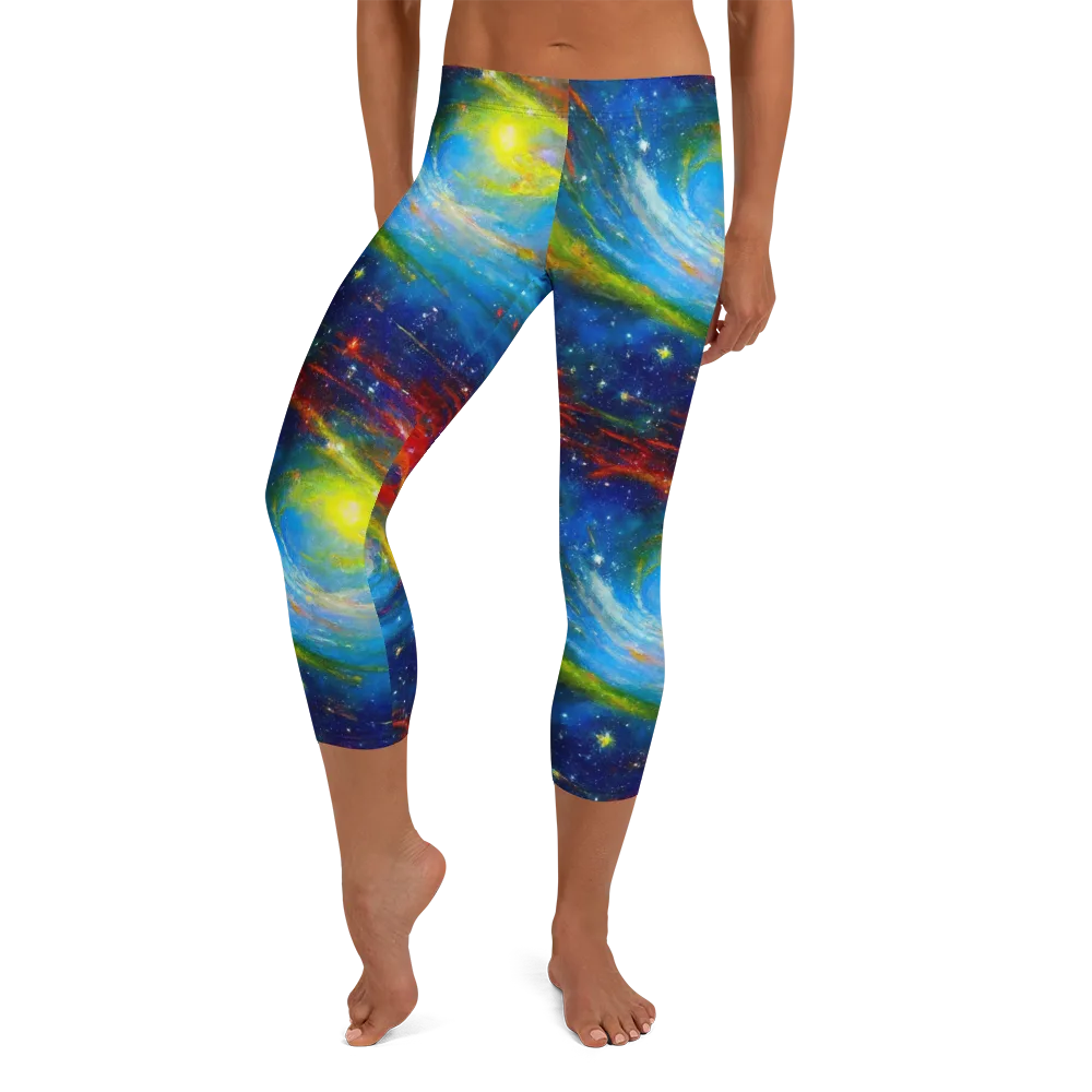 Deep-space Bloom on Capri Leggings — Front