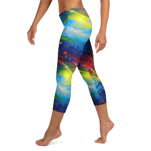 Deep-space Bloom on a Capri Leggings