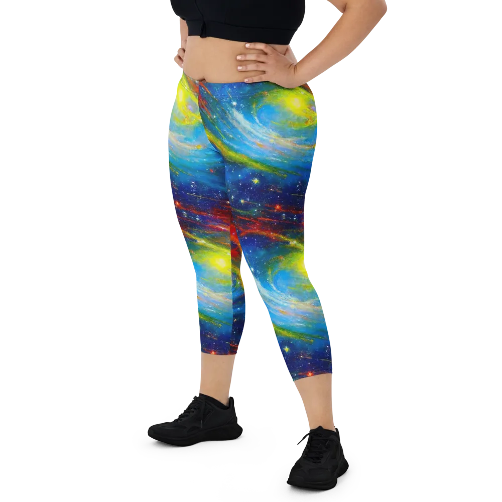 Deep-space Bloom on Capri Leggings — Front