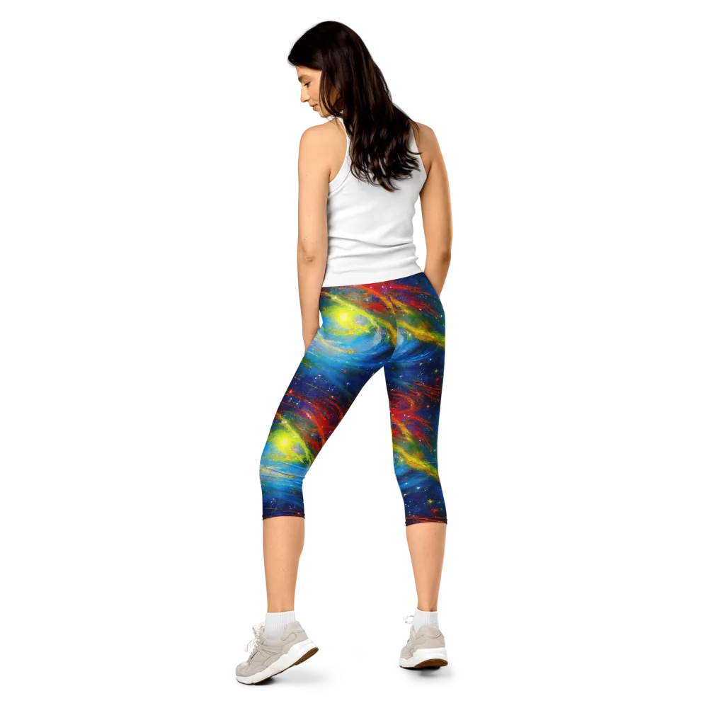 Deep-space Bloom on Capri Leggings — Back