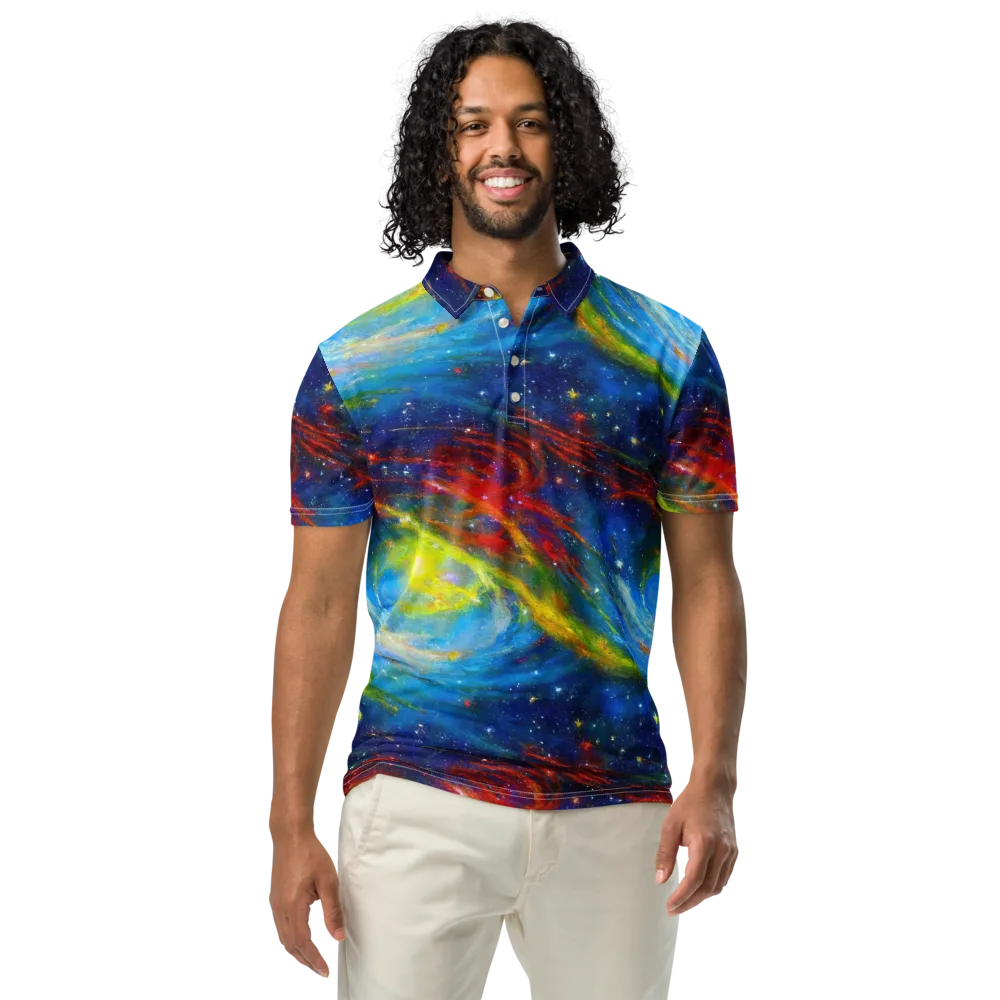 Deep-space Bloom on Men's Slim Fit Polo Shirt — Front