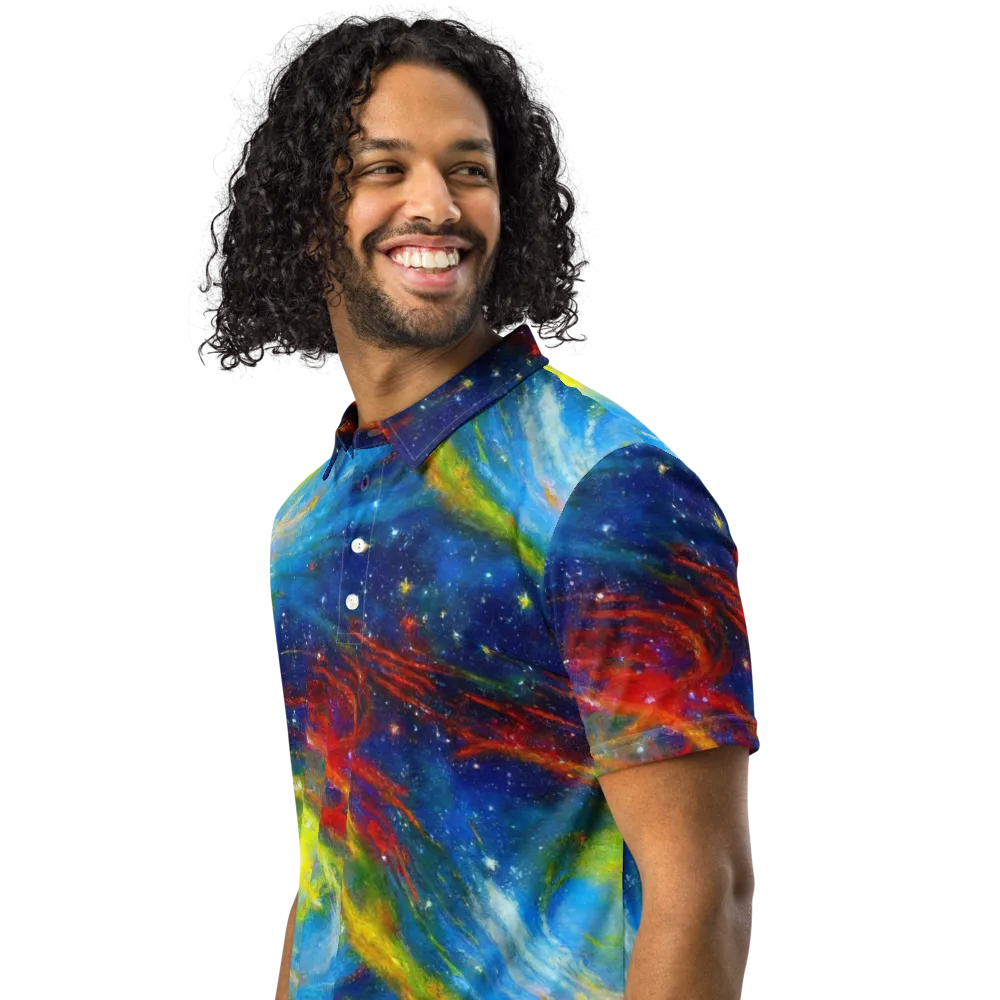 Deep-space Bloom on Men's Slim Fit Polo Shirt — Left Front