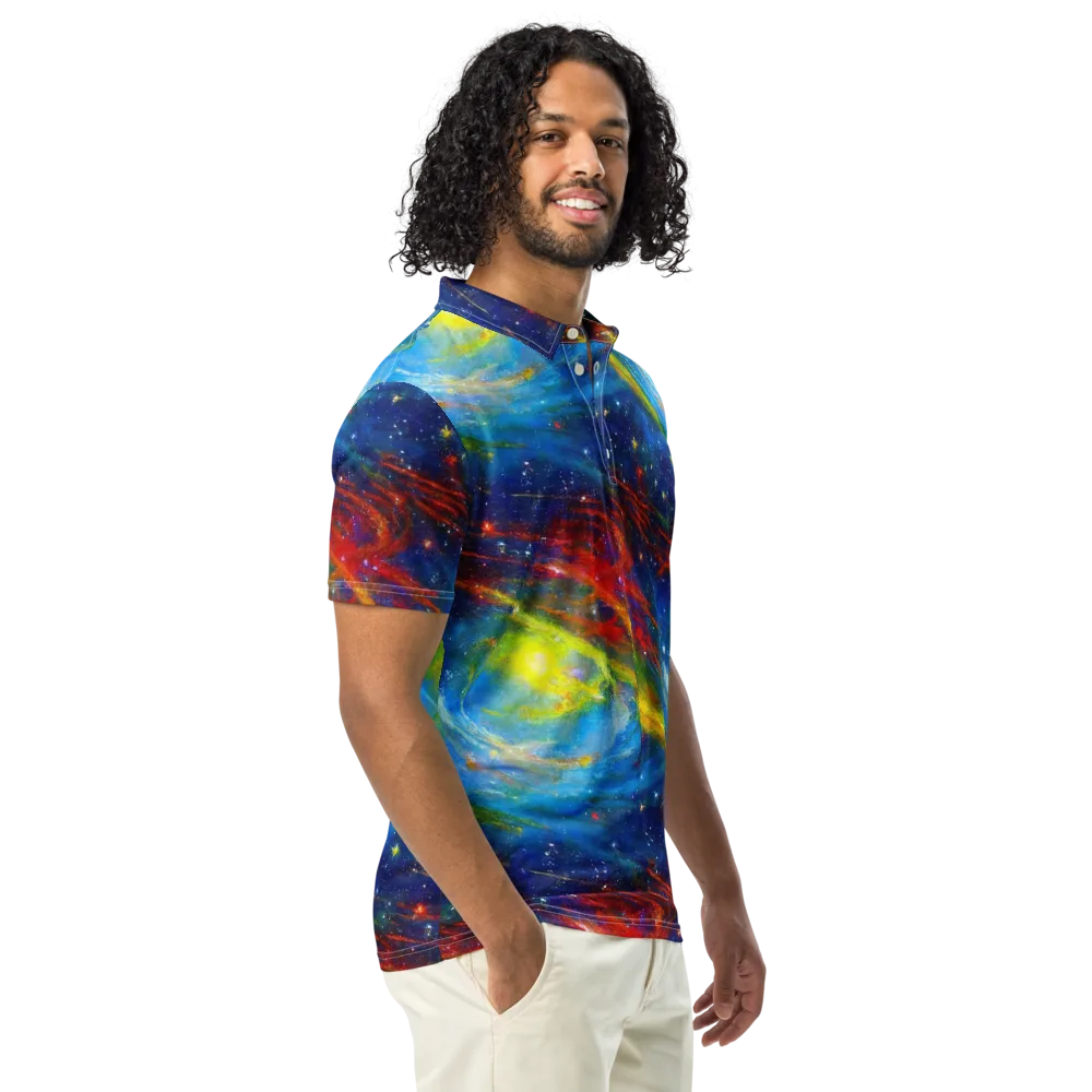 Deep-space Bloom on Men's Slim Fit Polo Shirt — Right Front