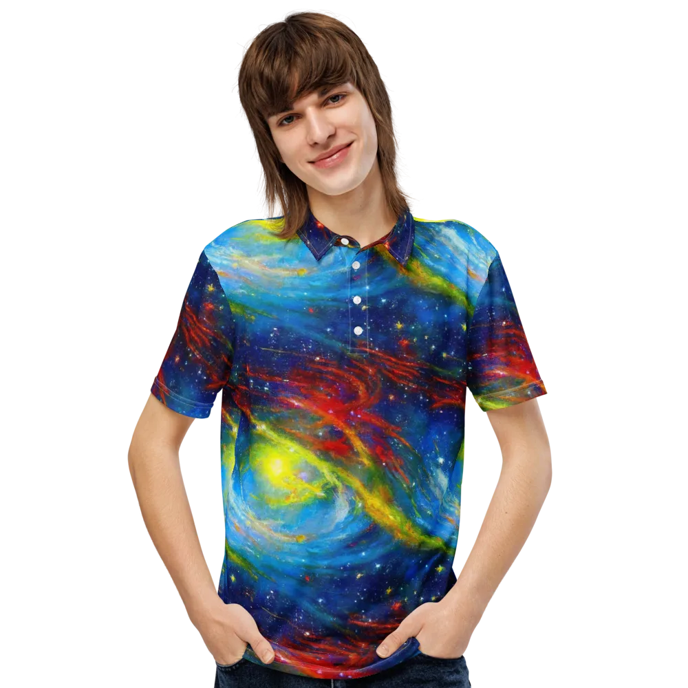 Deep-space Bloom on Men's Slim Fit Polo Shirt — Front