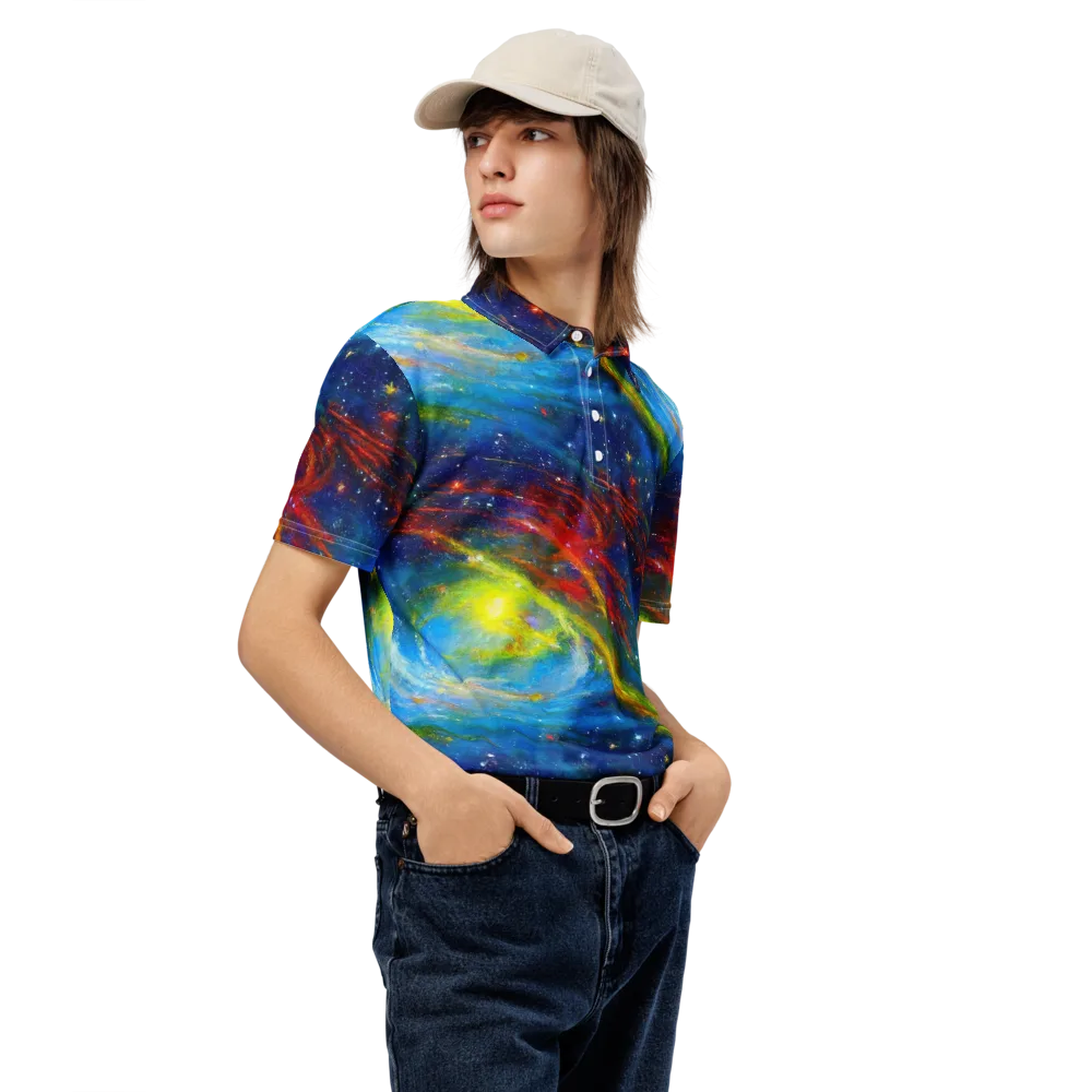 Deep-space Bloom on Men's Slim Fit Polo Shirt — Right Front