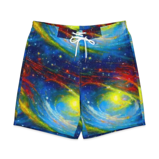 Deep-space Bloom on a Men's Board Shorts