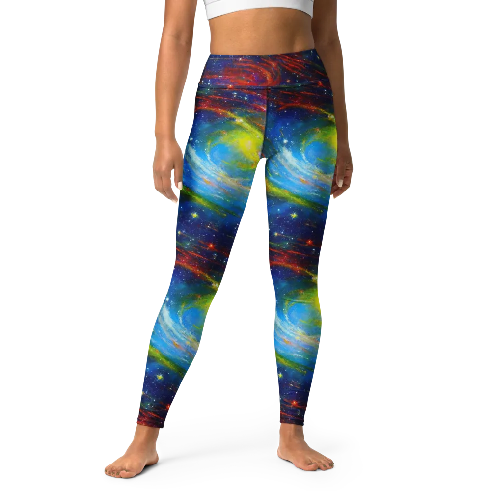 Deep-space Bloom on Yoga Leggings — Front
