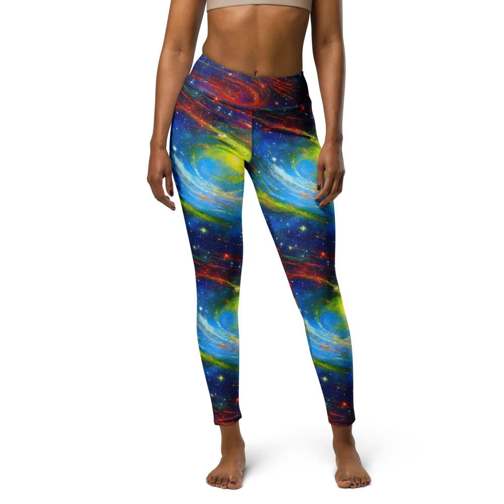 Deep-space Bloom on Yoga Leggings — Front