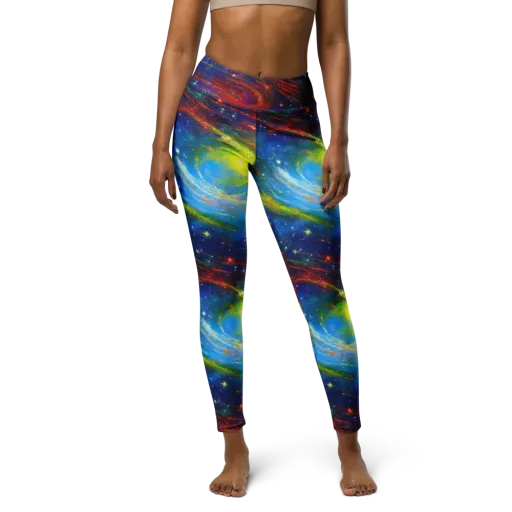 Deep-space Bloom on a Yoga Leggings