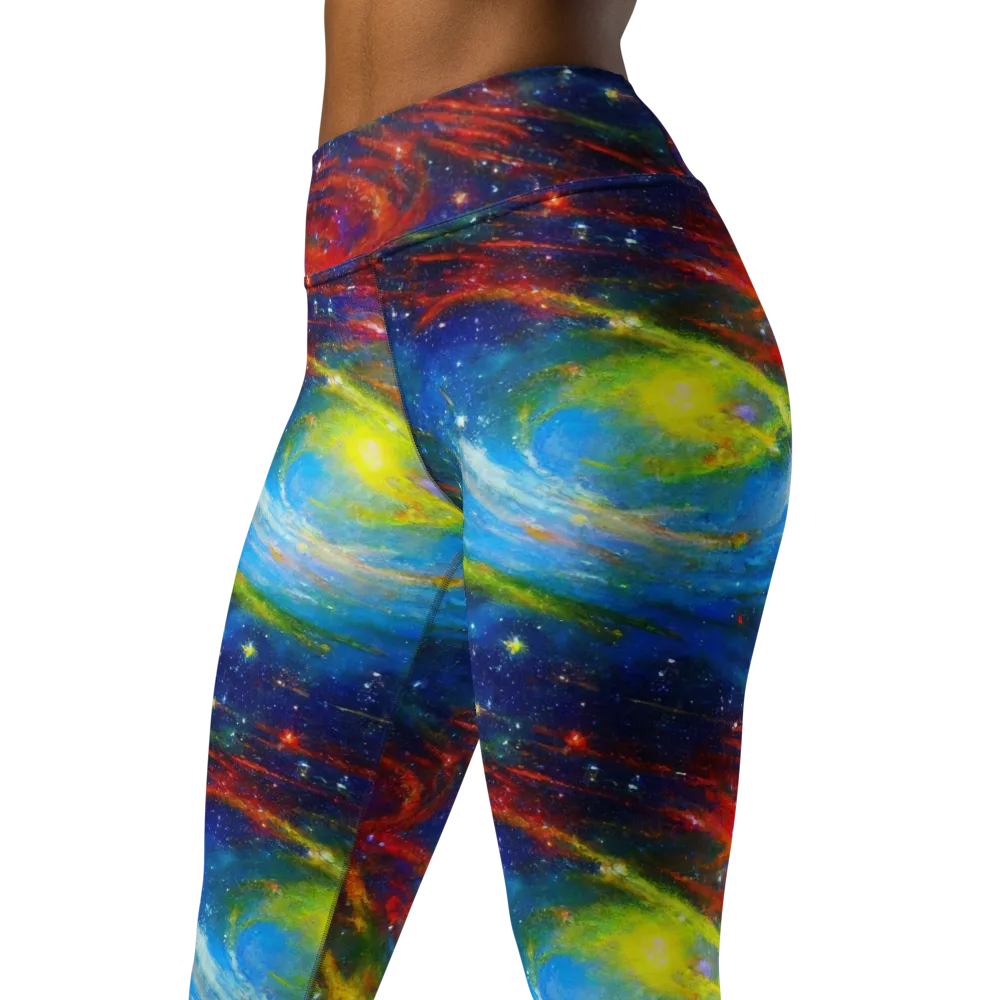 Deep-space Bloom on Yoga Leggings — Left Front