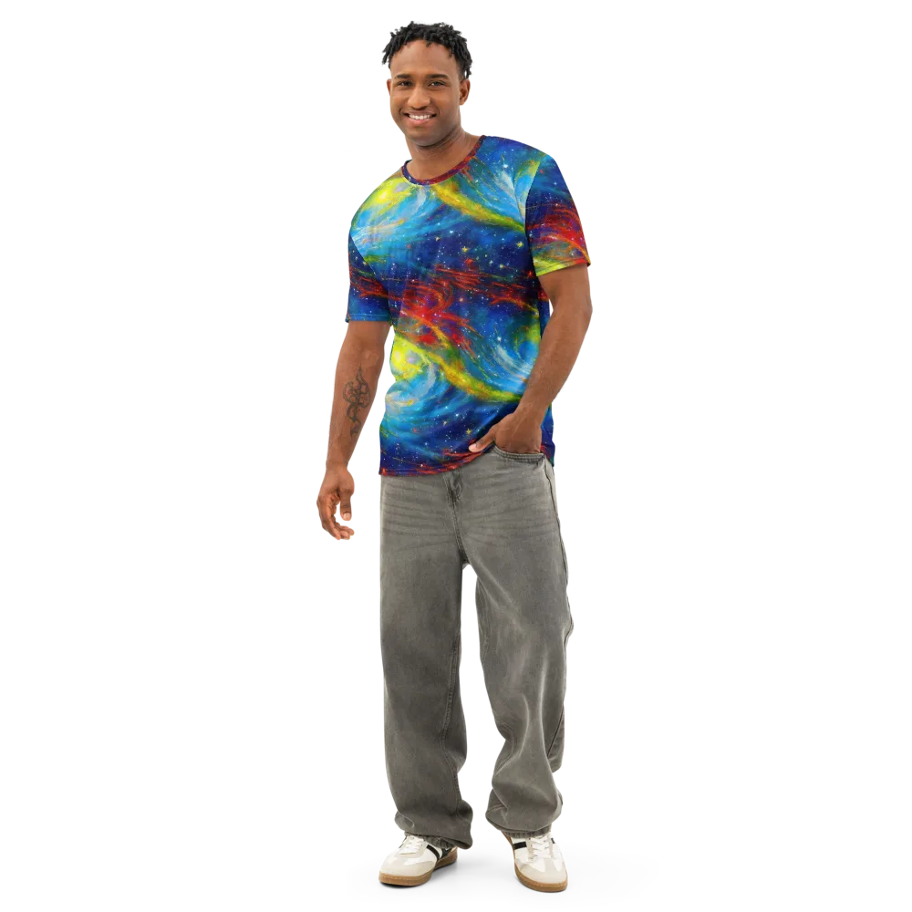 Deep-space Bloom on Men's Cotton Crew Neck T-Shirt — Front