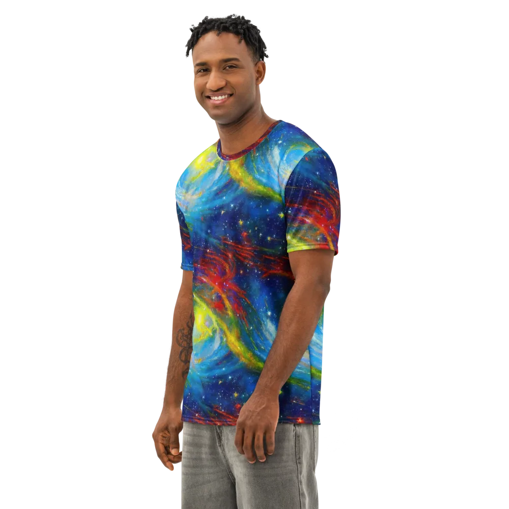 Deep-space Bloom on Men's Cotton Crew Neck T-Shirt — Left Front